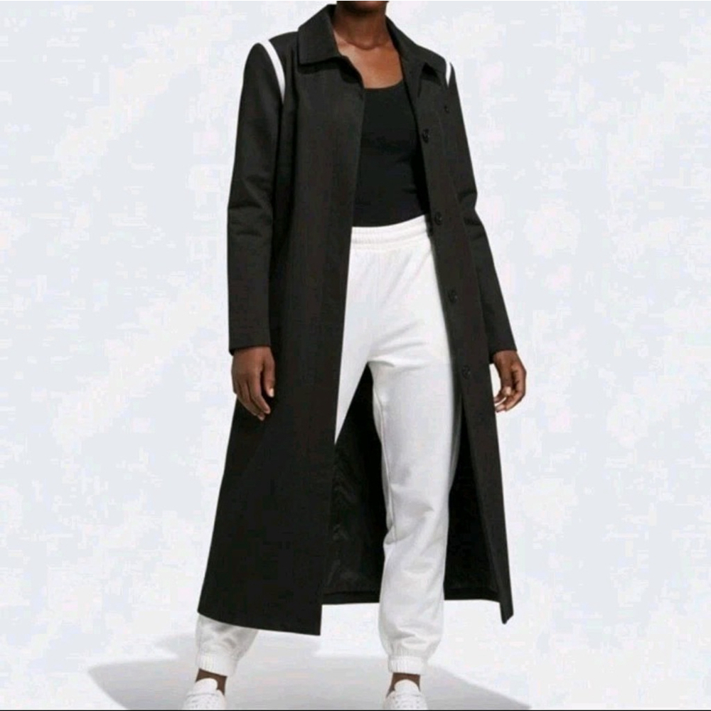 Adidas Originals Women's Collared Twill Long Coat Black Size XS NWT MSRP: $275